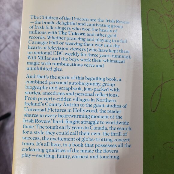 SIGNED Irish Rovers Book Children of the Unicorn 1974 HC DJ Will Millar - Picture 6 of 16